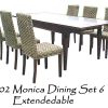 Monica Wicker Dining Set 6 Extendable