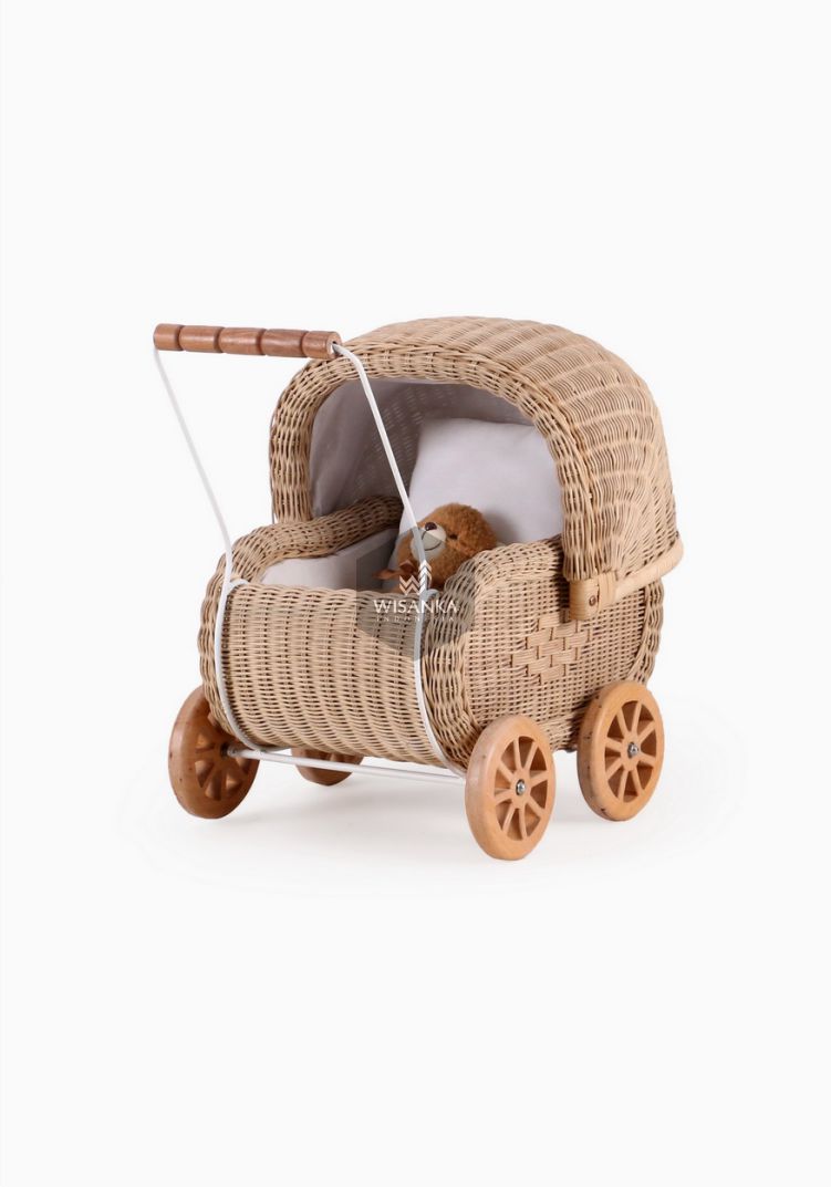 carrito mimbre muñecas