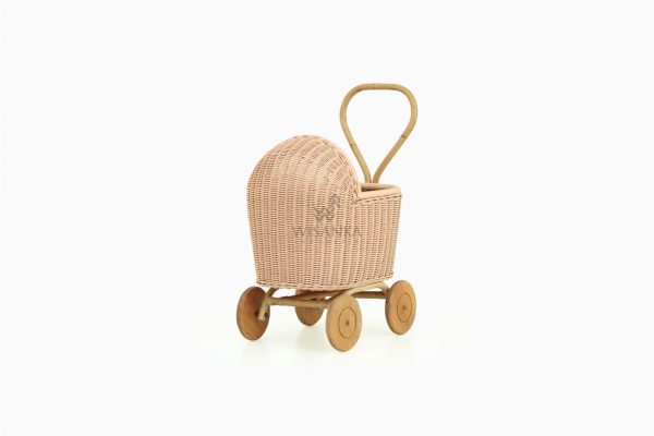 Tracey Rattan Doll Pram Peach