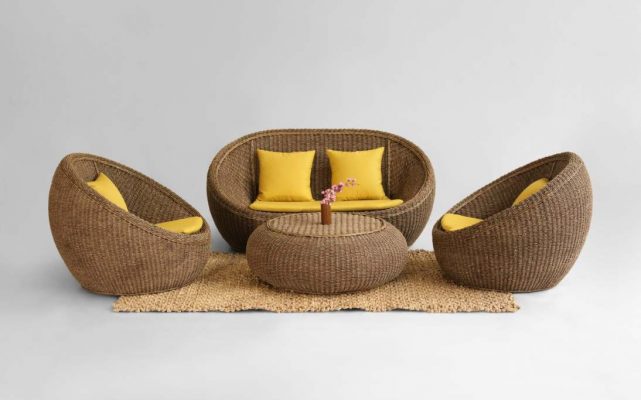 Egg Rattan Living Set