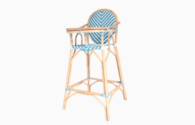 Blue Rattan Baby High Chair