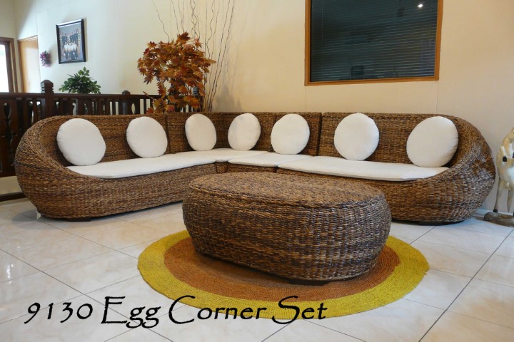 مجموعة أثاث غرفة المعيشة من عشب البحر على شكل بيض